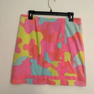 Tibi Colorful Camo Terri-cloth Skirt Size 10